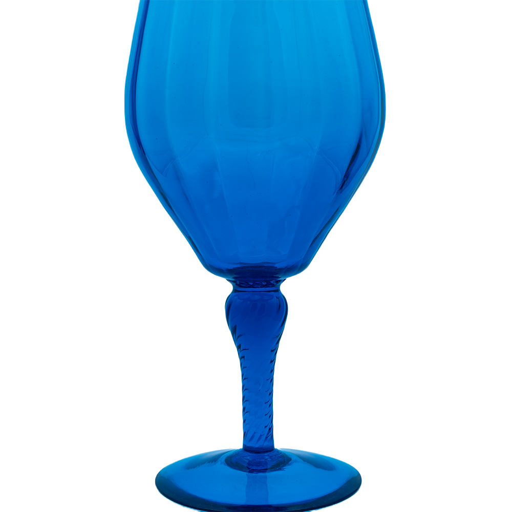 Italian Empoli Teardrop Art Glass Vase — Blue, 17.5" H