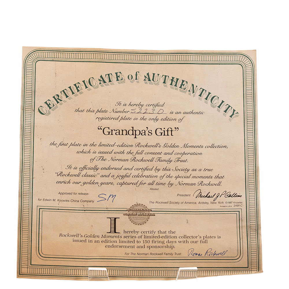 Edwin Knowles “Grandpa’s Gift” Plate – Rockwell Golden Moments Collectible