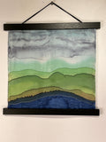 “Mountainscape Mini" - Hand‑Painted Silk Wall Hanging