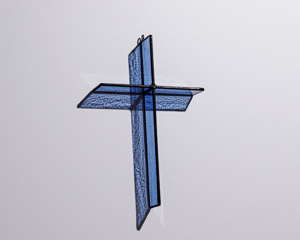 Greyhouse Glass Harbor Blue Cross - Handmade Suncatcher