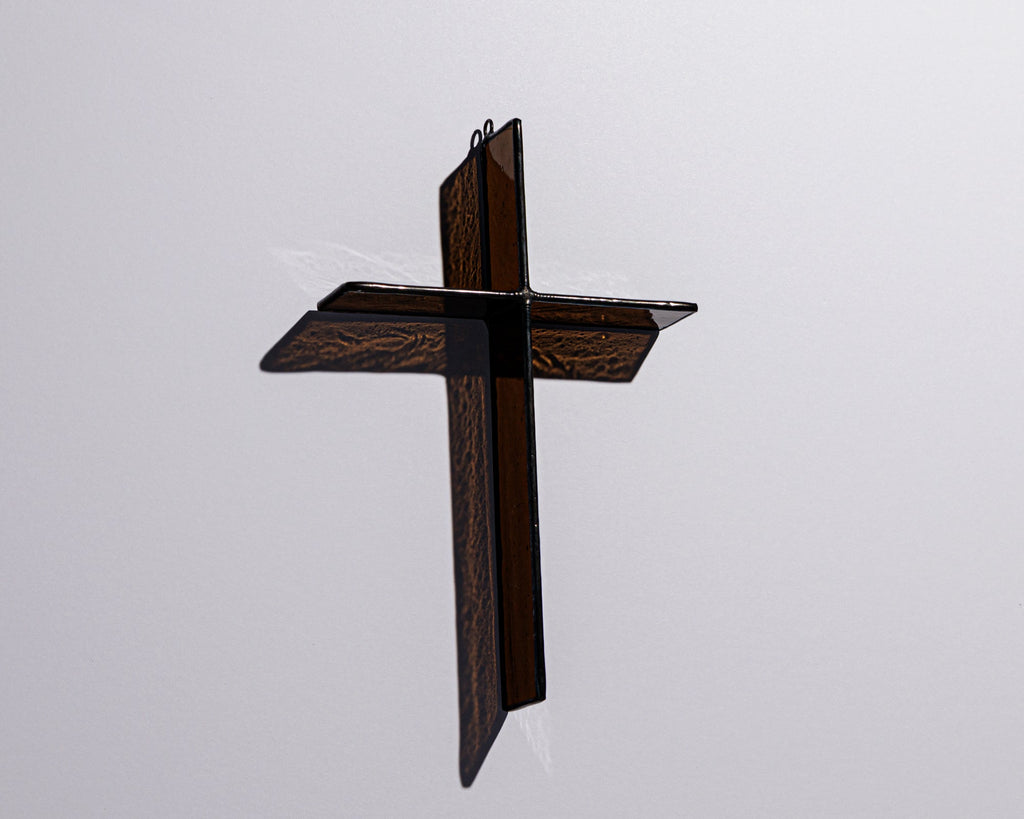 Greyhouse Glass Mocha Brown Cross - Handcrafted Suncatcher
