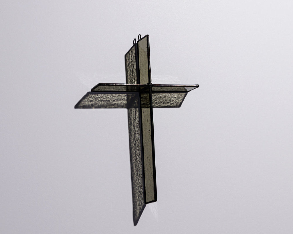 Greyhouse Glass Warm Stone Cross - Handcrafted Suncatcher