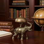 Solid Brass Elephant Service Bell – Mid‑Century Figural Desk Accent
