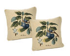 DaDa Bedding 2er-Set Zuckerpflaumen-Früchte-Garten-Wandteppich-Kissenbezüge mit Füllung, 45 x 45 cm