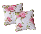 DaDa Bedding 2er-Set Romantische Rosen Frühlings-Blumenmuster Rosa Kissenbezüge, 45 cm (JHW879)