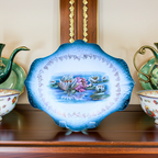 Sterling China Aquablau gewellte Servierschale, seltenes Einlagemuster