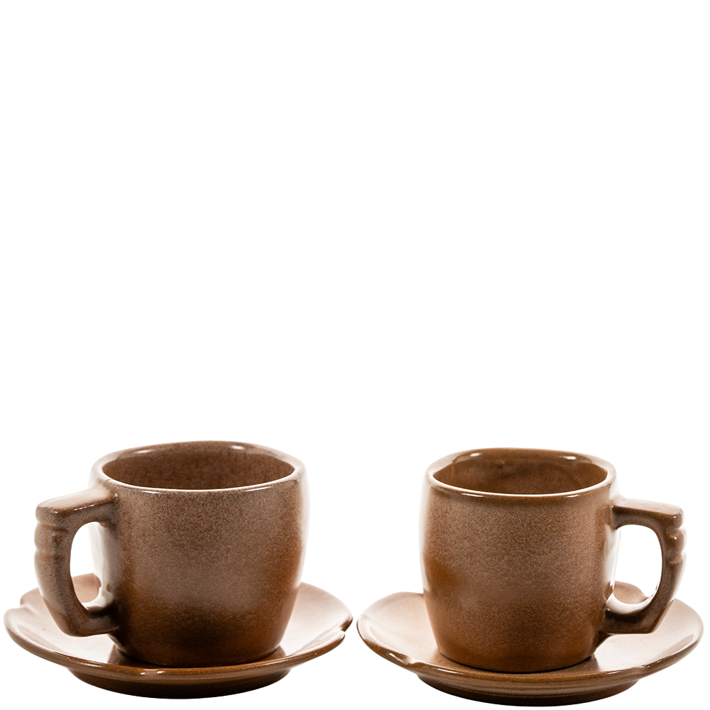 Frankoma Pottery Tea Set - 5C Mugs with 5E Bread Plates