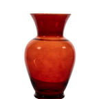 Ruby Red Art Glass Vase - Flared Rim, Color-Film Finish