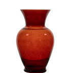 Ruby Red Art Glass Vase - Flared Rim, Color-Film Finish