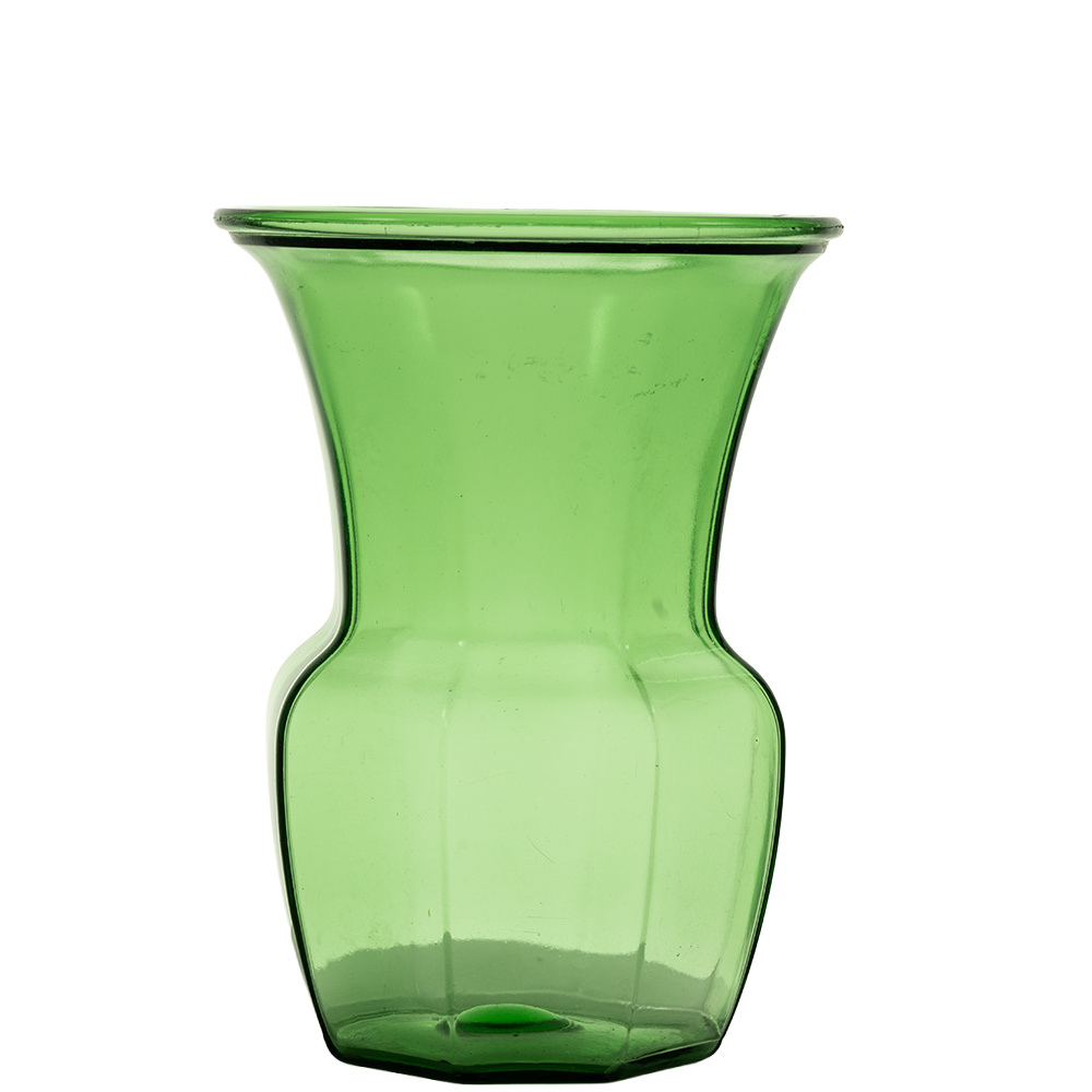 Vintage Green Panelled Florist Vase – Flared Mid‑Century Accent