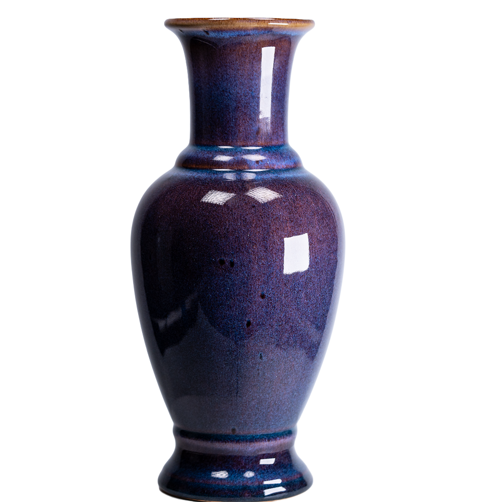 Purple Flambé Glazed Vase – Baluster Silhouette Ceramic Accent