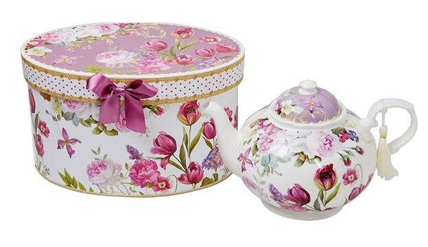 Tulips Porcelain Teapot in Gift Box – Floral Everyday Accent