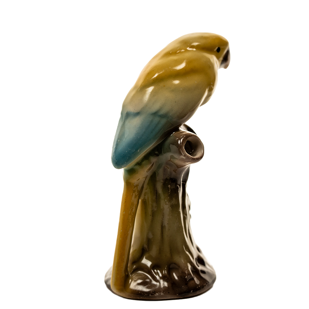 Ceramic Czech Parrot Figurine Bud Vase – Yellow Perched Accent