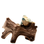 Czechoslovakian Ceramic Bird-on-Log Spill Vase – Hand-Painted Accent
