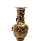 Chinese Brass Dragon Vase – High‑Relief Early 20th‑Century Accent