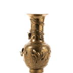 Chinese Brass Dragon Vase – High‑Relief Early 20th‑Century Accent