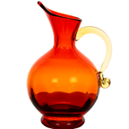 Rainbow Glass Amberina Pitcher – Red‑to‑Orange Hand‑Blown Art Glass
