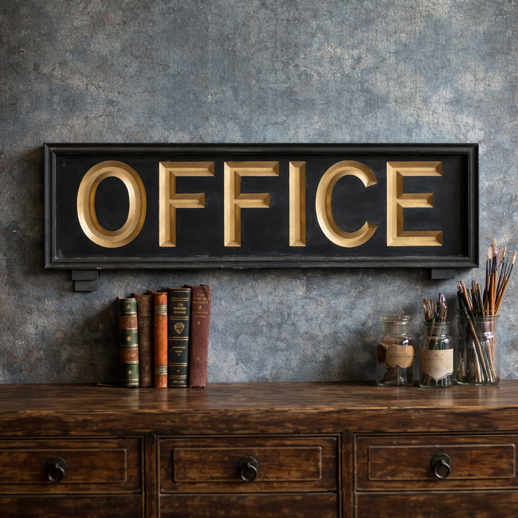 Wooden Office Sign - Indoor Use