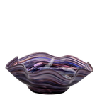 Hand-Blown Swirled Art Glass Centerpiece Bowl – Purple Blue Marbled Accent