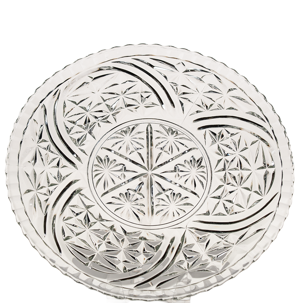 Anchor Hocking Stars and Bars Pressed Glass Platter – Mid‑Century Plate