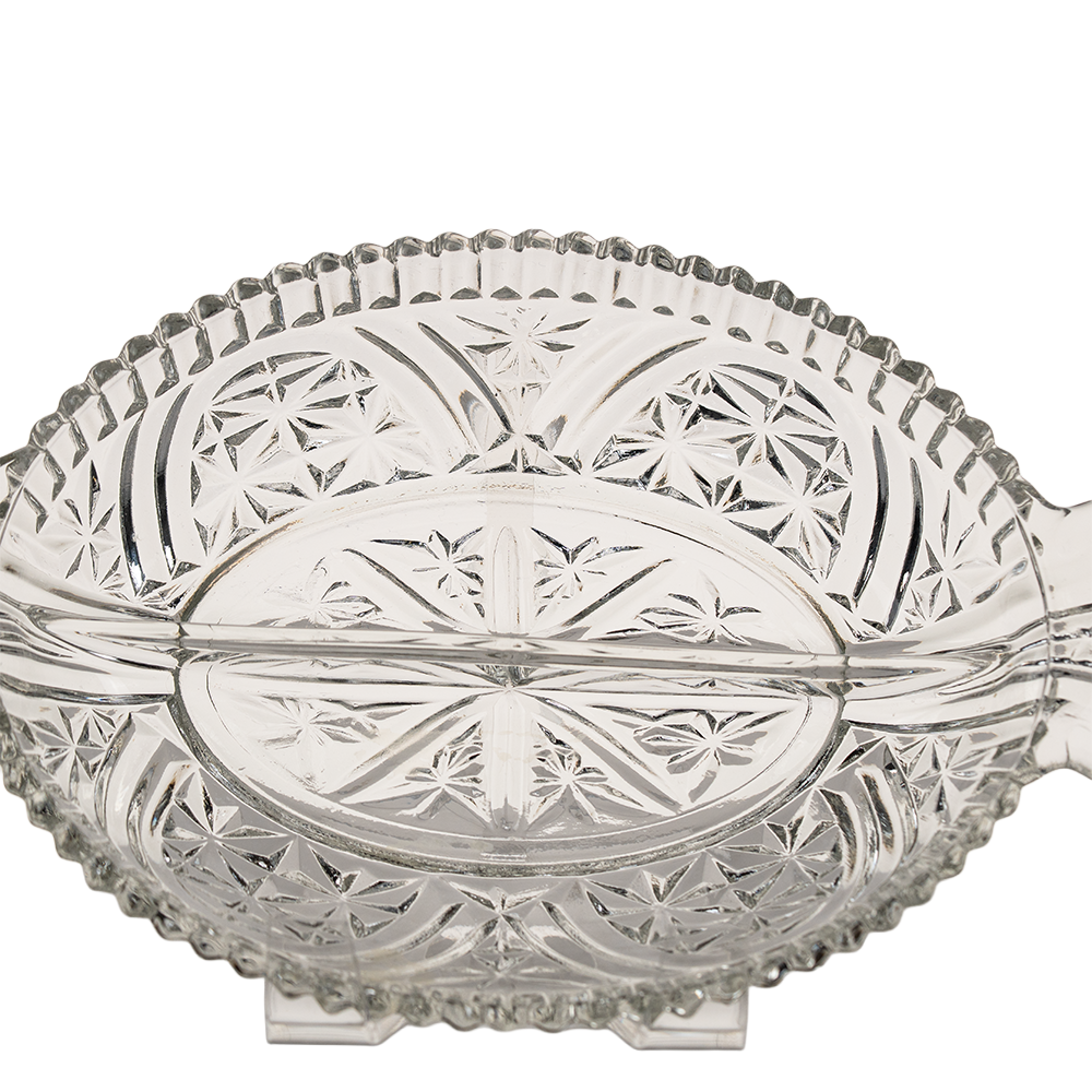 Anchor Hocking Crystal Divided Relish Dish – Star Pattern Serveware