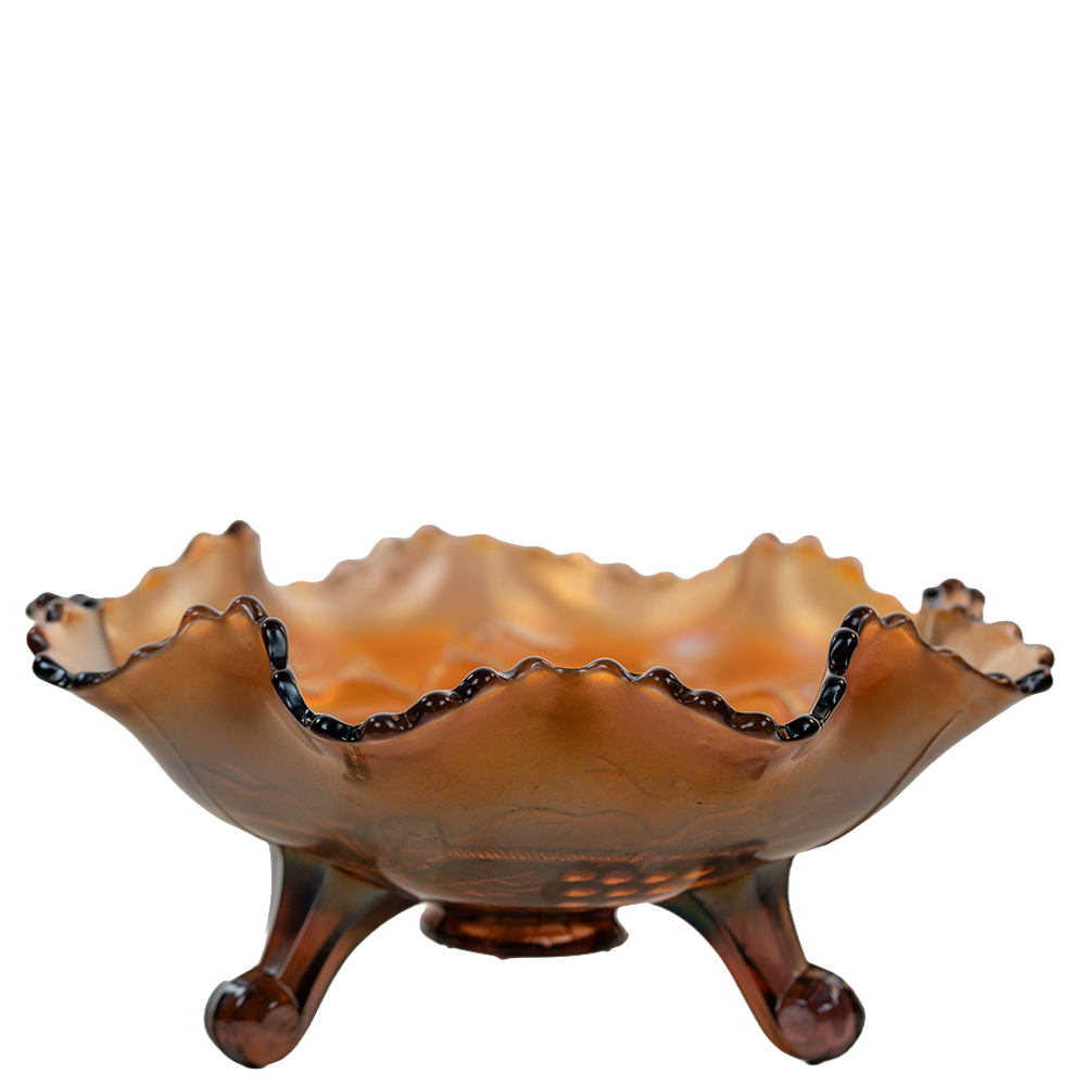 Fenton Amethyst Grape and Cable Ruffled Footed Bowl – Carnival Glass