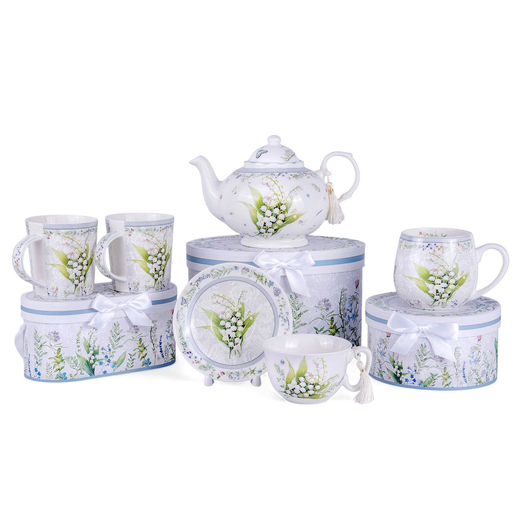 Lily of the Valley Porcelain Teapot in Gift Box – Floral Everyday Accent