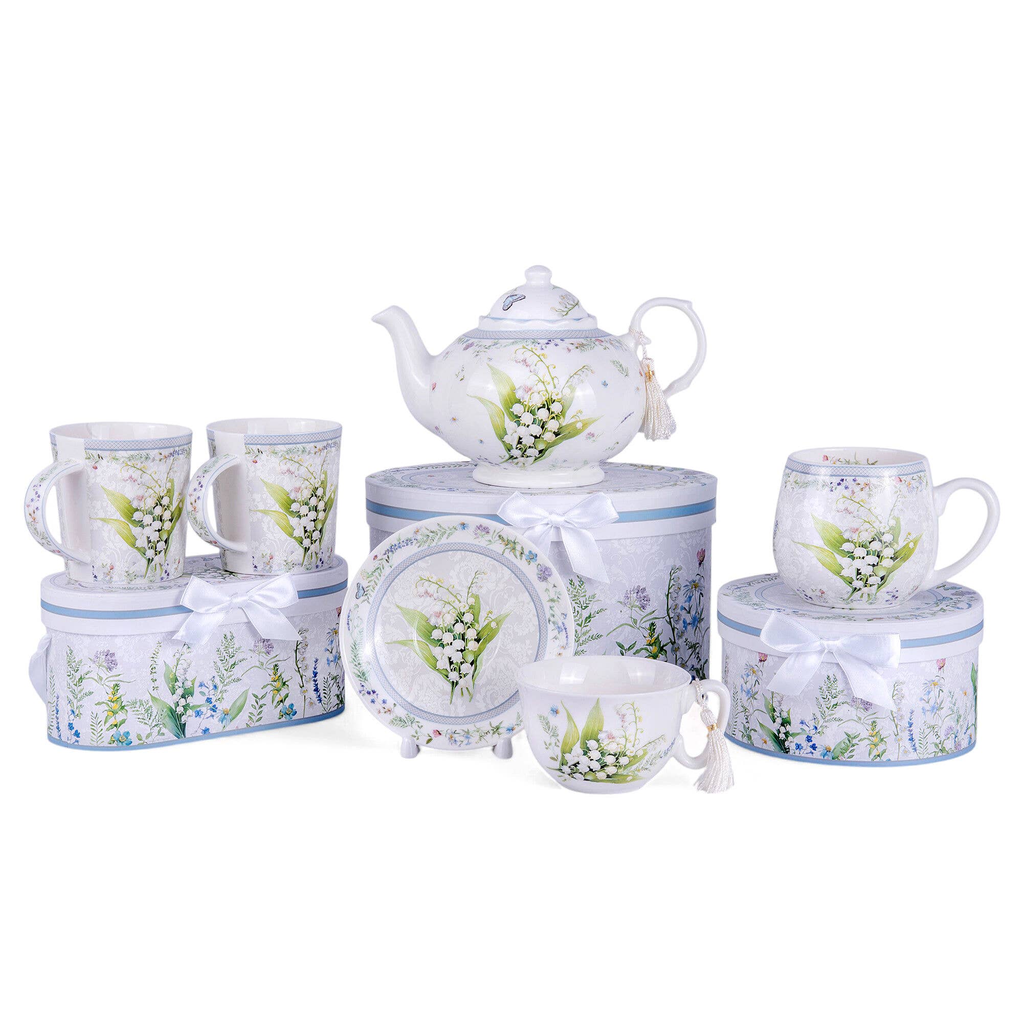 Lily of the Valley Porcelain Teapot in Gift Box – Floral Everyday Accent
