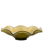 Northwood Green Opalescent Stippled Rays Ruffled Bowl – Carnival Glass