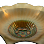 Northwood Green Opalescent Stippled Rays Ruffled Bowl – Carnival Glass