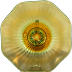 Northwood Green Opalescent Stippled Rays Ruffled Bowl – Carnival Glass
