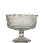 E.O. Brody Pressed Glass Compote - Tulip & Scroll Pedestal Bowl