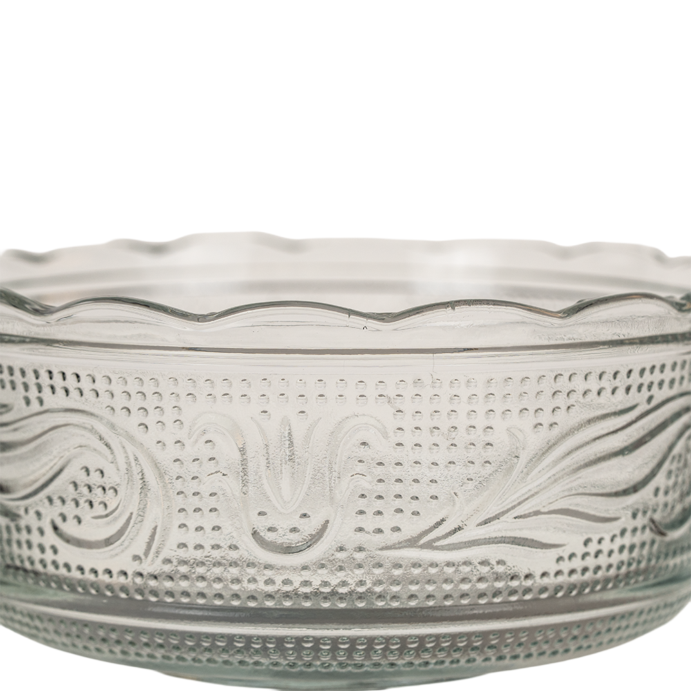 E.O. Brody Pressed Glass Compote - Tulip & Scroll Pedestal Bowl