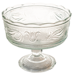 E.O. Brody Pressed Glass Compote - Tulip & Scroll Pedestal Bowl