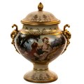 Lenwile Ardalt Porcelain Lidded Urn - Rococo Pastoral & Gilt Handles