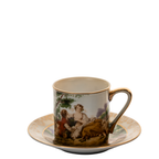 Lenwile Ardalt Porcelain Tea Cup, Saucer & Trinket Bowl – Rococo Courting Scenes