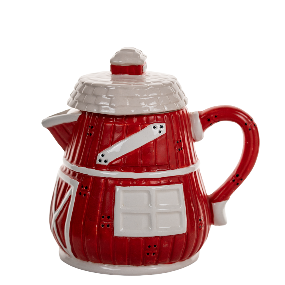1992 House of Lloyd Red Barn Ceramic Teapot
