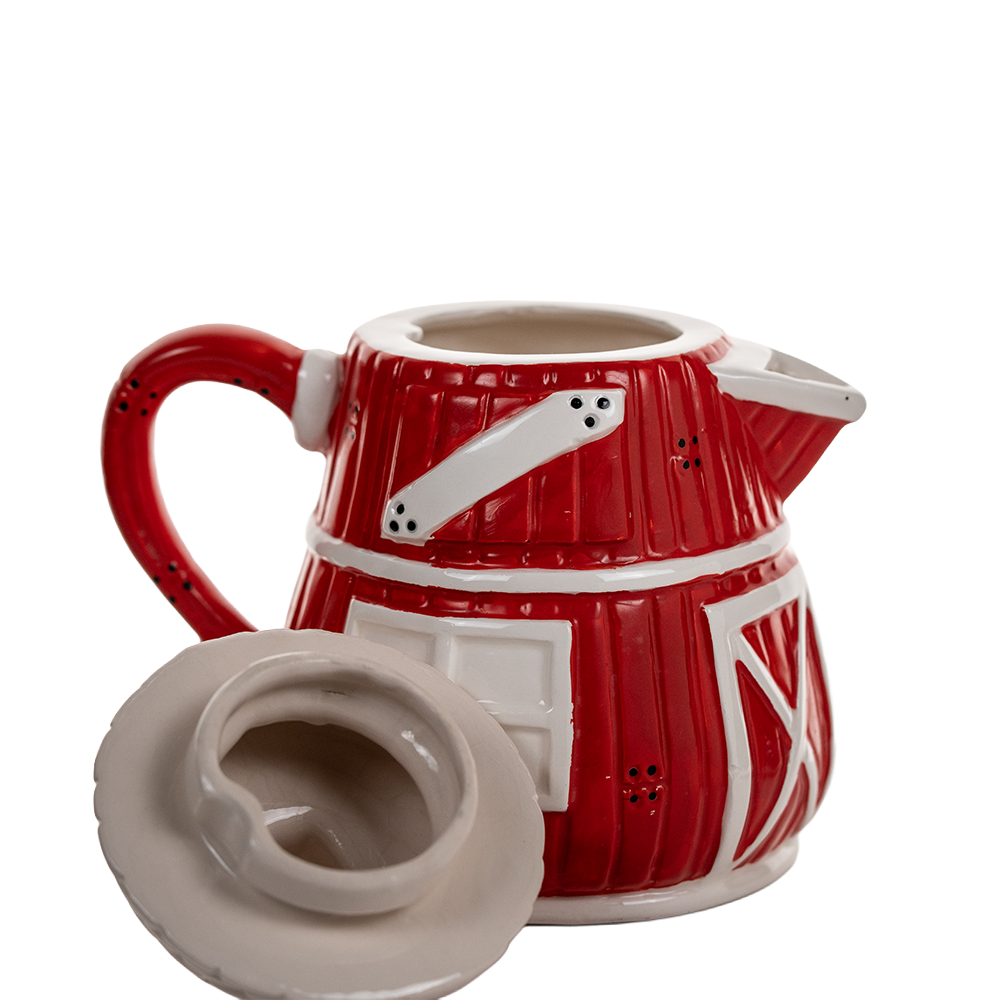 1992 House of Lloyd Red Barn Ceramic Teapot