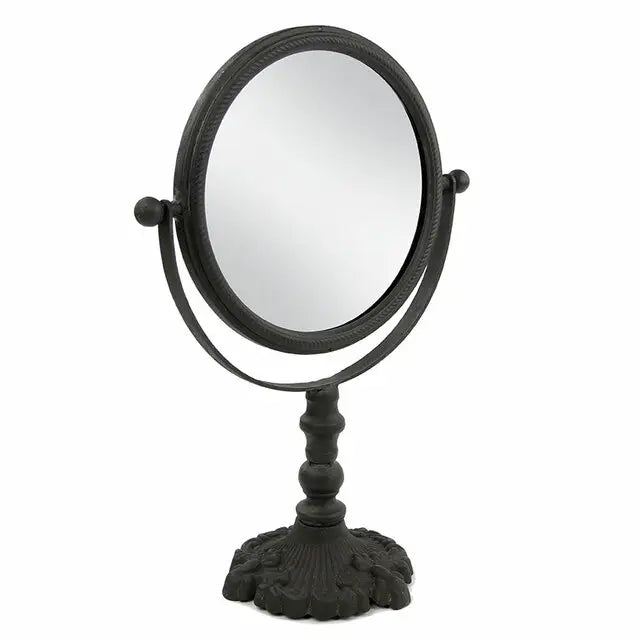 Round Pivoting Vanity Mirror - Cast Iron Stand