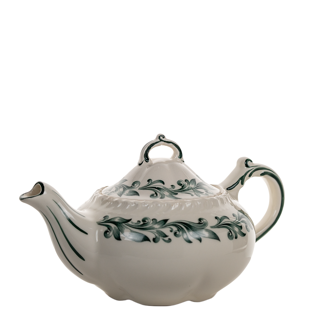 Rare Harker Pottery Royal Gadroon Green Leaf Teapot