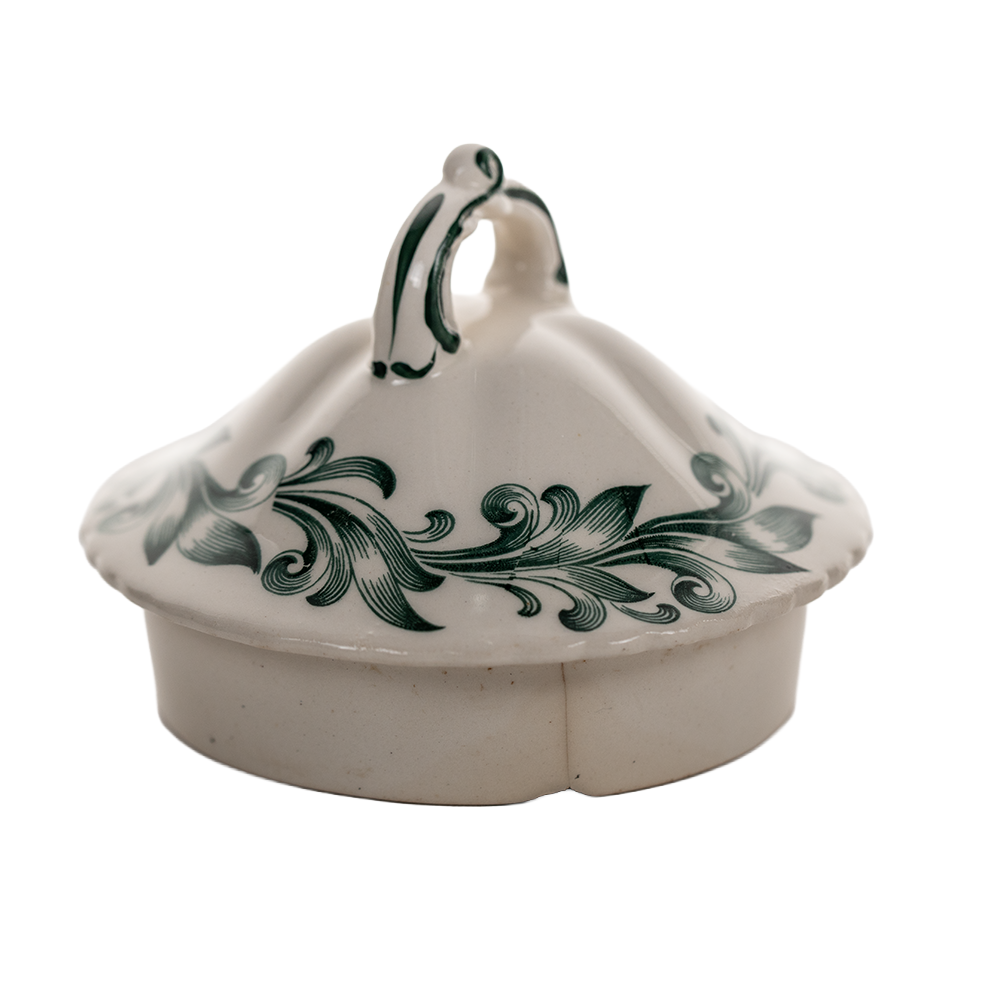 Rare Harker Pottery Royal Gadroon Green Leaf Teapot
