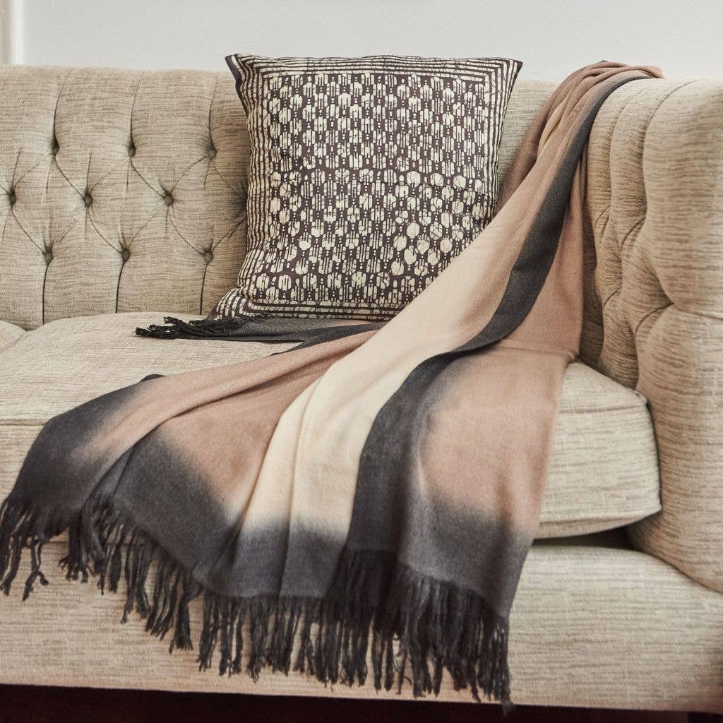 Haven Silk Pillow — Charcoal & White