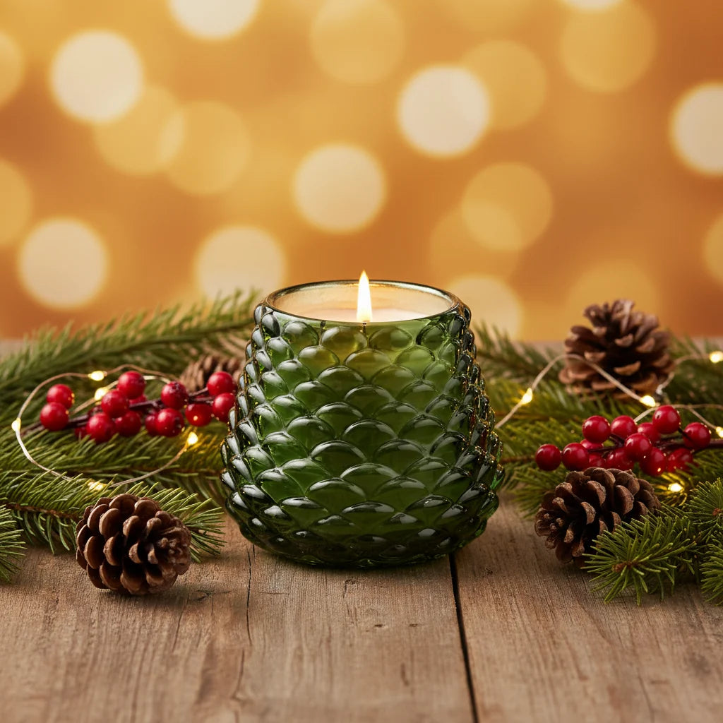 Balsam & Cedar Votive Candle - Pinecone Design