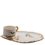 Porcelain Tea & Snack Set by Belle Monez - 1963 Leaf Tray Design