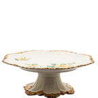Porcelain Pedestal Cake Stand by Belle Monez – 1963 Gilded Floral Design