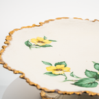 Porcelain Pedestal Cake Stand by Belle Monez – 1963 Gilded Floral Design