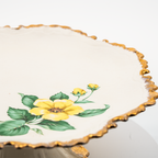 Porcelain Pedestal Cake Stand by Belle Monez – 1963 Gilded Floral Design