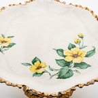Porcelain Pedestal Cake Stand by Belle Monez – 1963 Gilded Floral Design