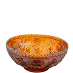 Imperial Marigold Open Rose Carnival Glass Bowl – Sawtooth Rim Design
