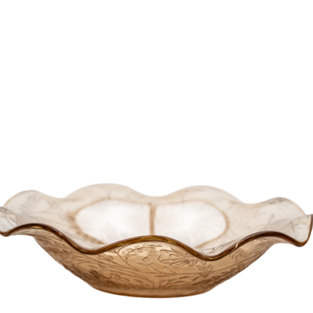 Floragold Iridescent Ruffled Bowl by Jeannette Glass – Louisa Pattern